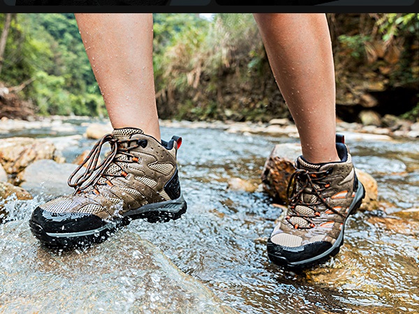 Comparison of different water hiking shoes showing various sole patterns and materials for optimal water performance