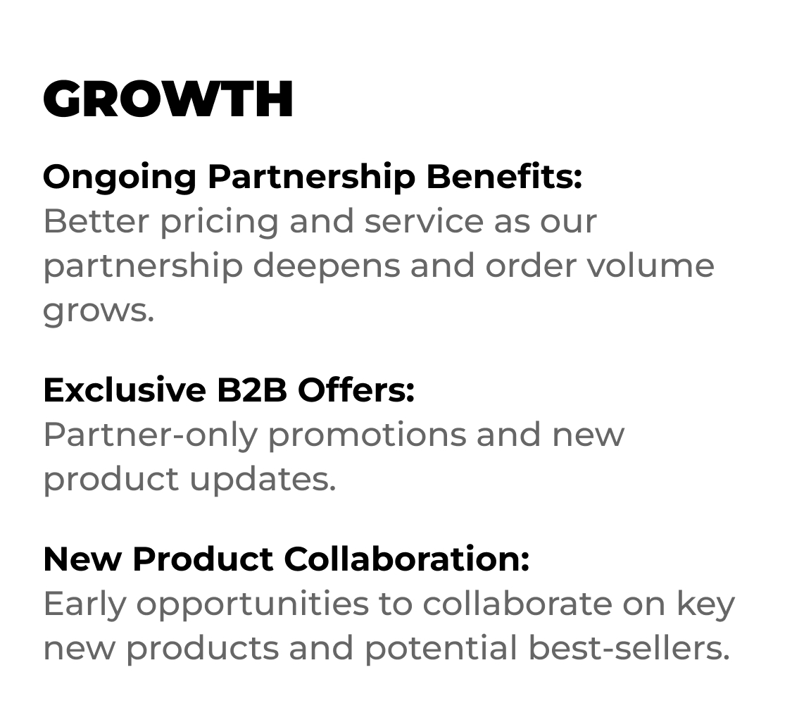 Growth - ongoing partnership benefits and exclusive B2B offers