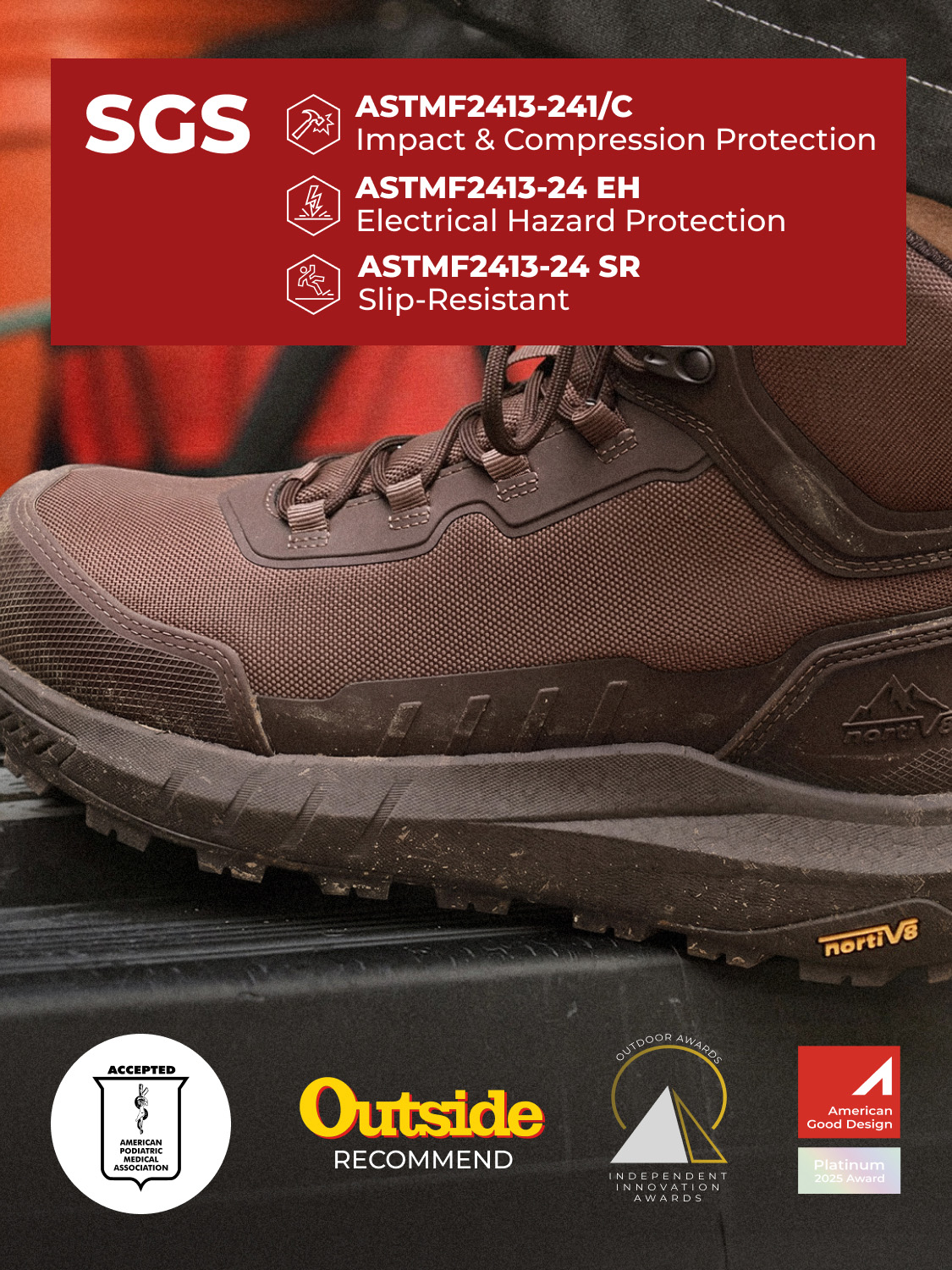 SGS certified - impact, electrical hazard and slip-resistant protection