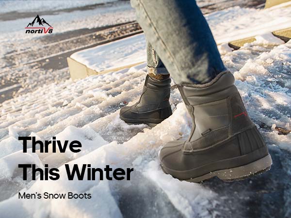 Men's Extra Wide Width Winter Snow Boots-Nortiv 8