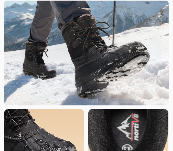Men's Non-Slip Insulated Waterproof Snow Boots-Nortiv 8