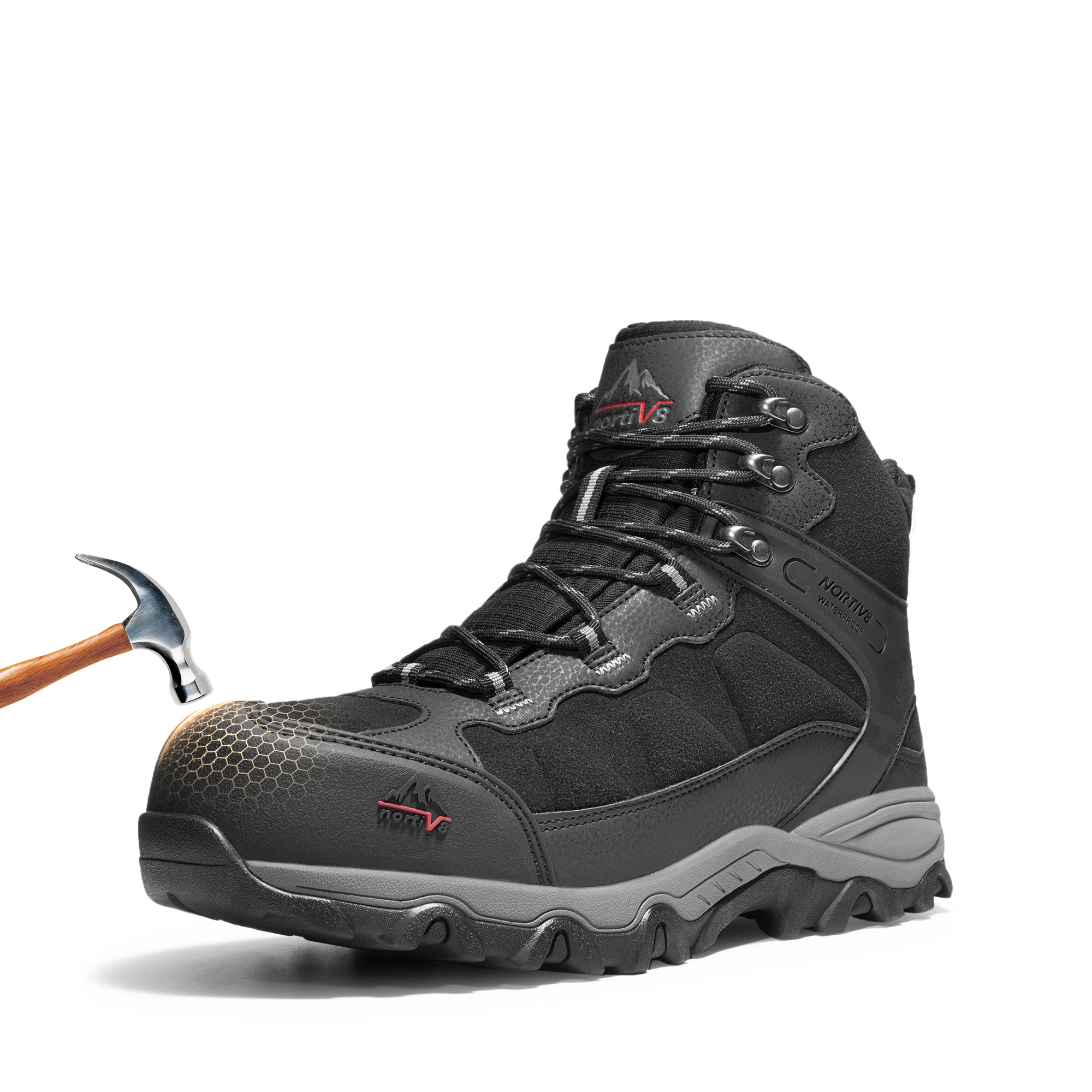 Men's Wide Non-Slip Steel-Toe Work Boots | NORTIV 8