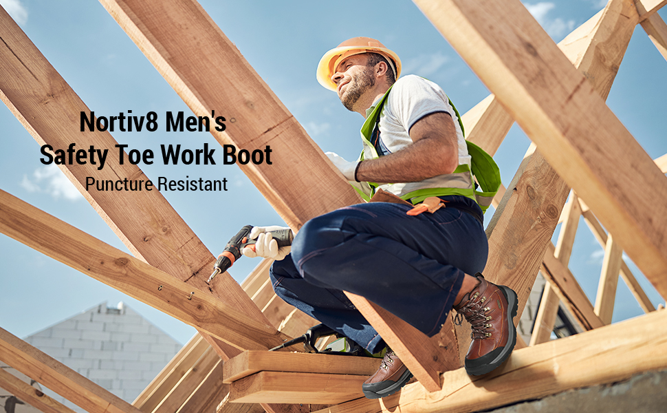 Waterproof Leather Steel Toe Work Boots-Nortiv 8