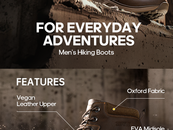 Men's Vegan Leather Hiking Boots-NORTIV