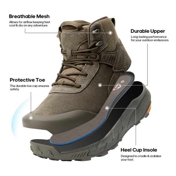 [VaporGuard] Men's Waterproof Military Tactical Work Boots - COFFEE - 5