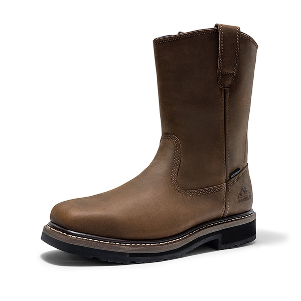 Men's Water-Resistant  Work Boots - DARK BROWN -  0