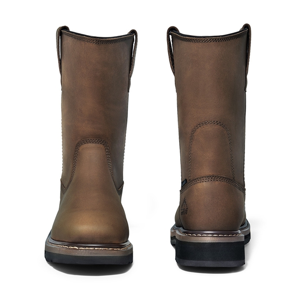 Men's Water-Resistant  Work Boots - DARK BROWN - 4