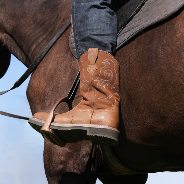  Men's Western-styled Steel-toe Work Boots - LIGHT BROWN - 5