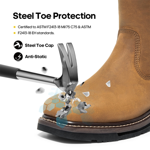 Men's Water-Resistant  Work Boots - CAMEL - 3
