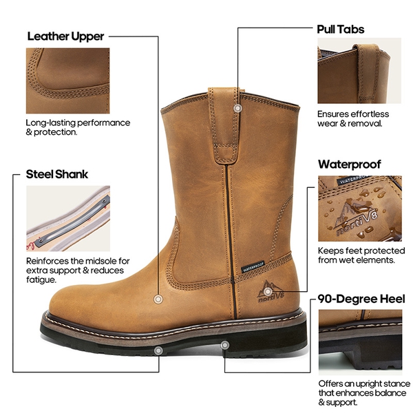 Men's Water-Resistant  Work Boots - CAMEL - 1