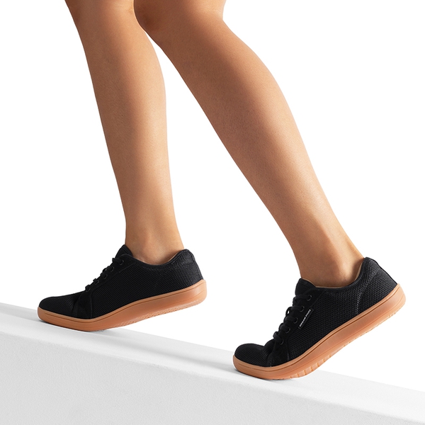 Women's Barefoot Walking Sneakers - BLACK/BROWN - 6