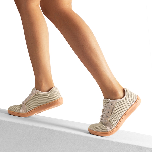 Women's Barefoot Walking Sneakers - LIGHT BROWN - 6