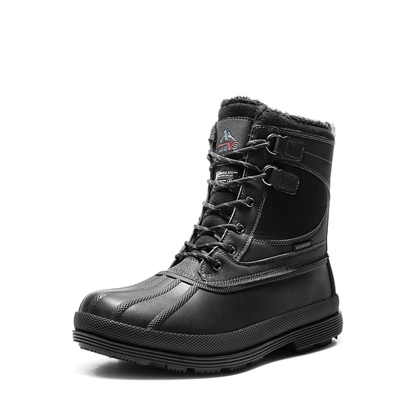 Men's Insulated Waterproof Snow Boots - BLACK - 1