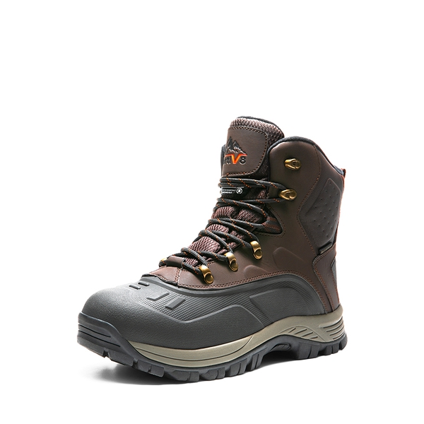 Men's Warm Waterproof Snow Boots - DARK BROWN BLACK - 1