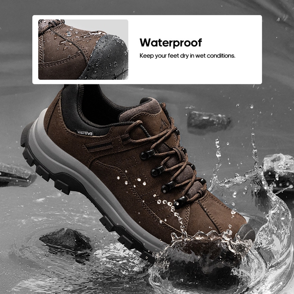 [Bluff] Men's Cushioned Waterproof Hiking Shoes - DARK BROWN - 1
