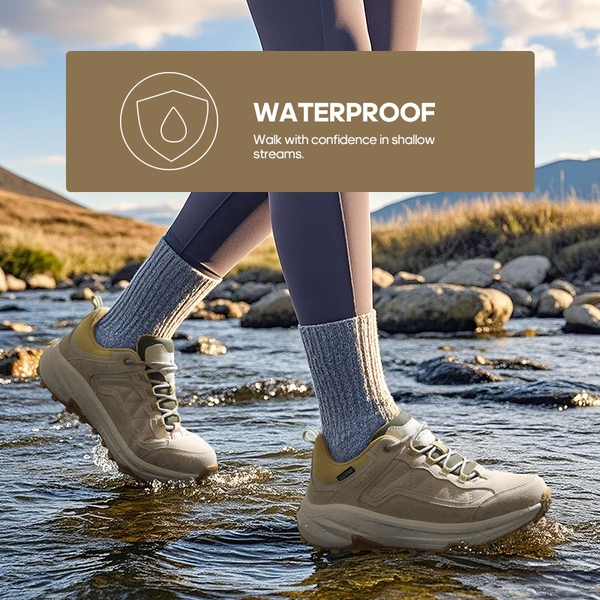 [Wicklow] Women's Minimalist Hiking Sneakers - BROWN/WHITE - 4