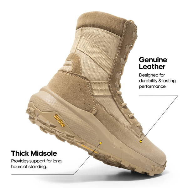 High-Top Side Zip Military Security Boots 【Wide Fit】 - SAND - 1