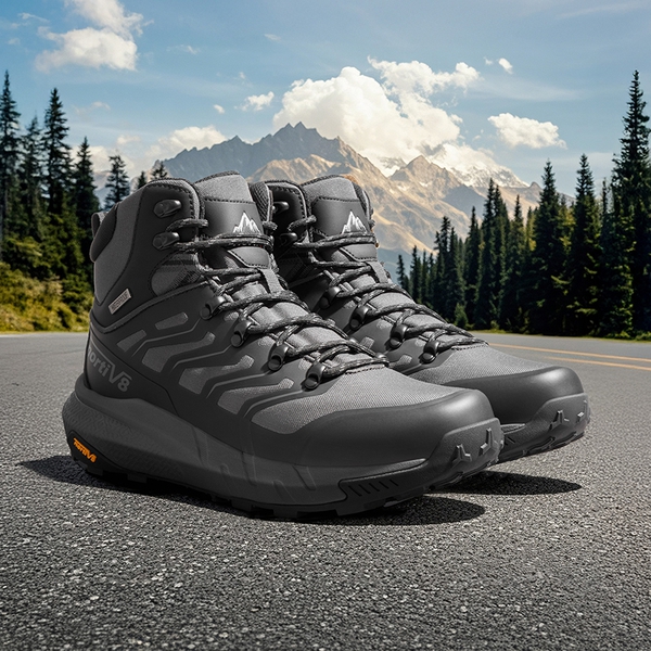 [Fern] Men's Waterproof Backpacking Boots - GREY/BLACK - 1