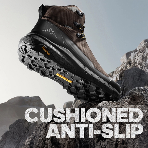 [HydroTrek] Men's High-Top Waterproof Trekking Boots - DARK BROWN - 5
