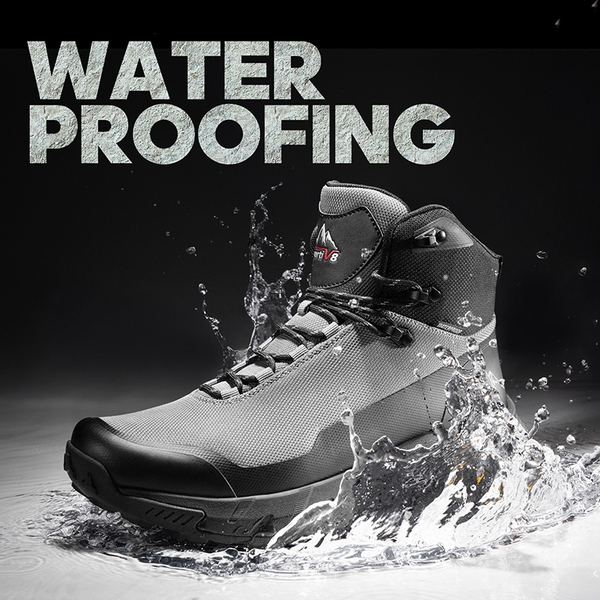 [HydroTrek] Men's High-Top Waterproof Trekking Boots - GREY/BLACK - 4