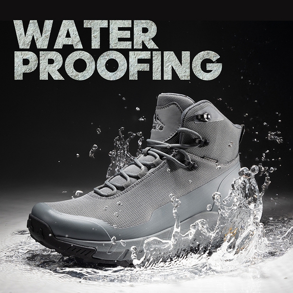 [HydroTrek] Men's High-Top Waterproof Trekking Boots - GREY - 4