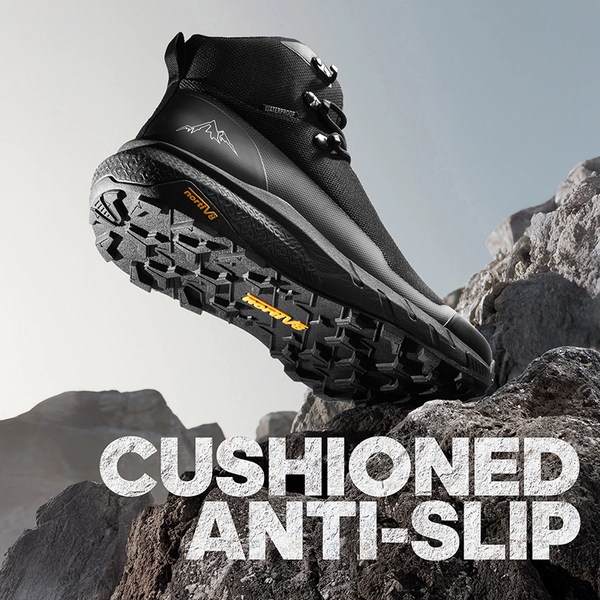 [HydroTrek] Men's High-Top Waterproof Trekking Boots - BLACK - 5