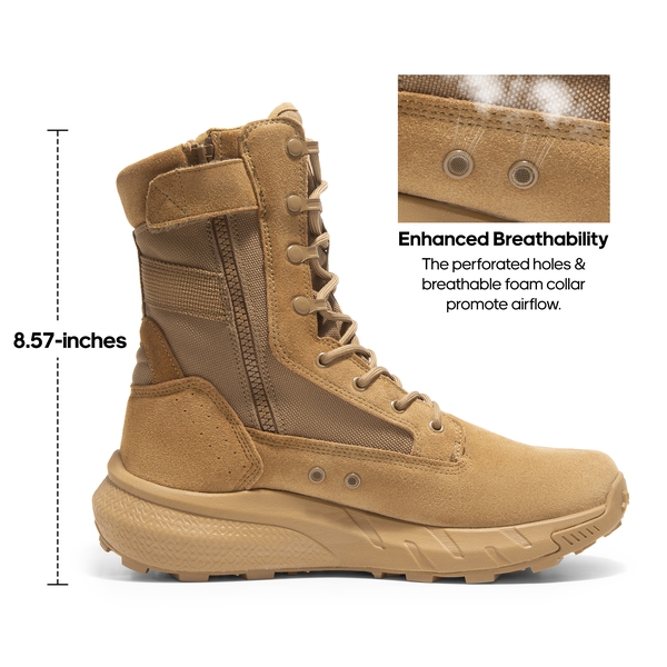 High-Top Side Zip Military Security Boots 【Wide Fit】 - COYOTE - 2