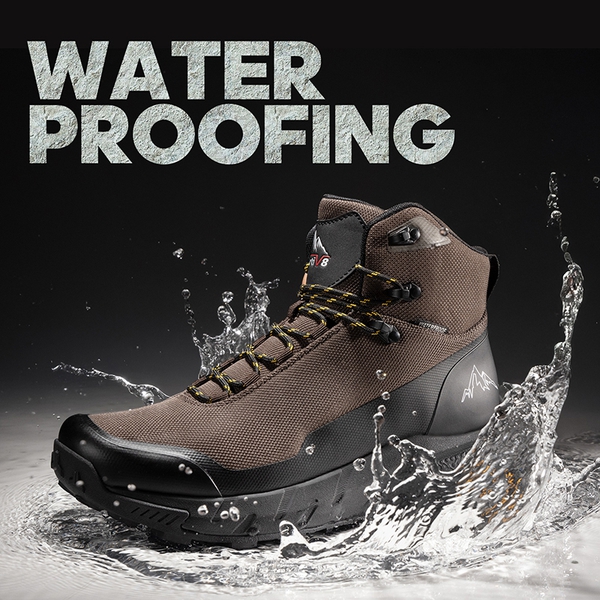 [HydroTrek] Men's High-Top Waterproof Trekking Boots - DARK BROWN - 4