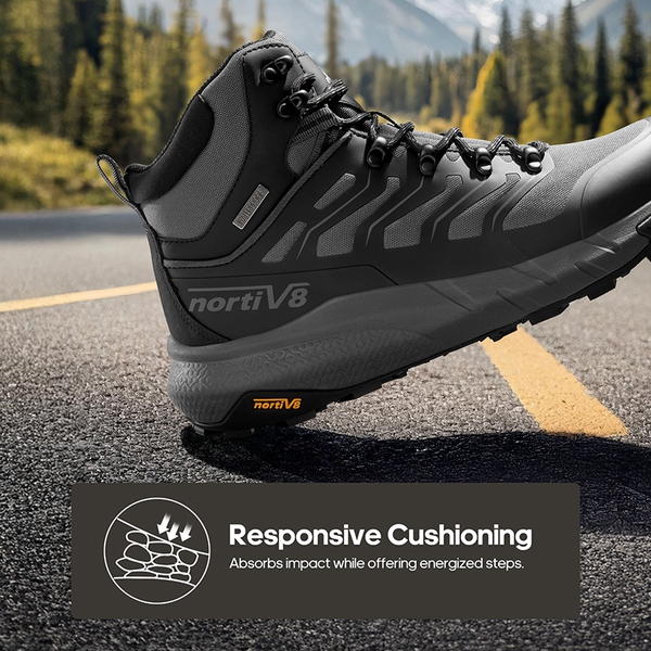 [Fern] Men's Waterproof Backpacking Boots - GREY/BLACK - 4