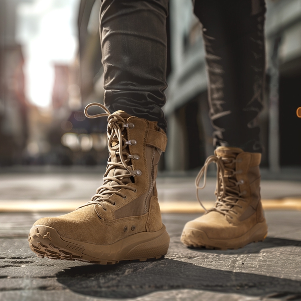 High-Top Side Zip Military Security Boots 【Wide Fit】 - COYOTE - 6