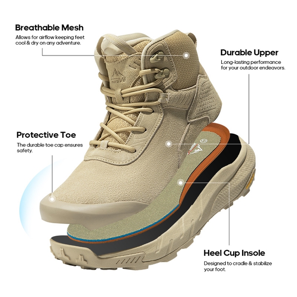 Lightweight Ankle-Support Tactical Boots 【Wide Fit】 - SAND - 5