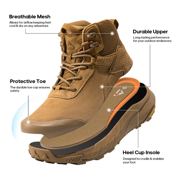 Lightweight Ankle-Support Tactical Boots 【Wide Fit】 - COYOTE - 5