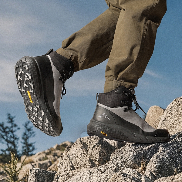 [HydroTrek] Men's High-Top Waterproof Trekking Boots - GREY/BLACK - 6