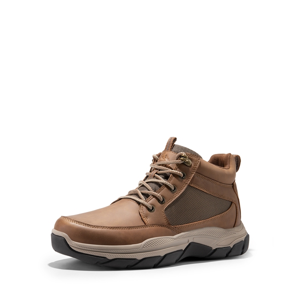Men's Lightweight Vegan Leather Hiking Boots - LIGHT BROWN - 1