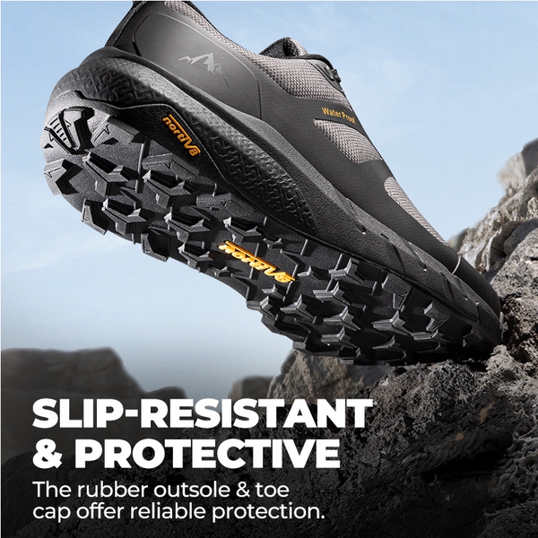 Men's Anti-Slip Arch Support Hiking Shoes - BLACK/GREY - 6
