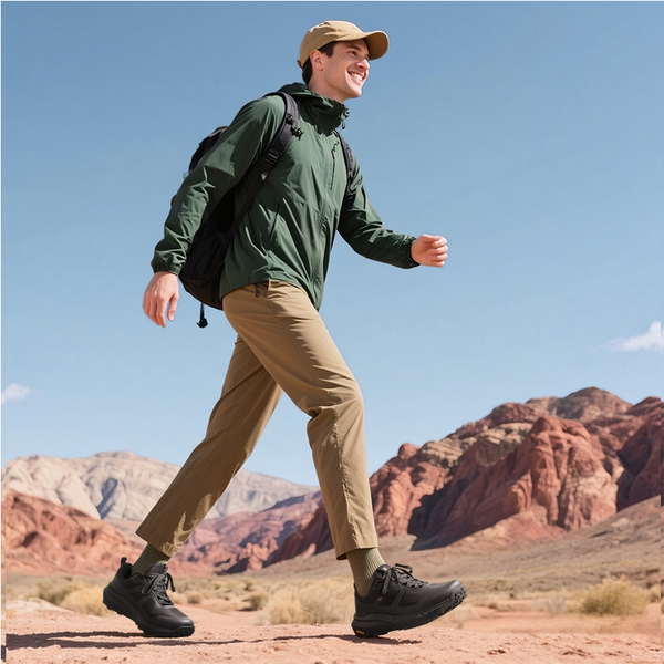 Men's Anti-Slip Arch Support Hiking Shoes - BLACK - 8