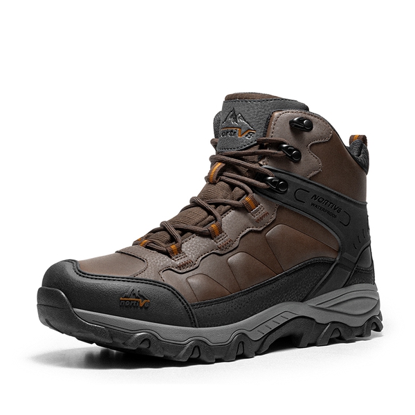 Men's High-Top Non-Slip Waterproof Hiking Boots - DARK BROWN -  0