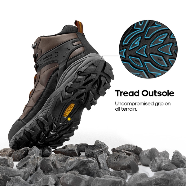 Men's High-Top Non-Slip Waterproof Hiking Boots - DARK BROWN - 4