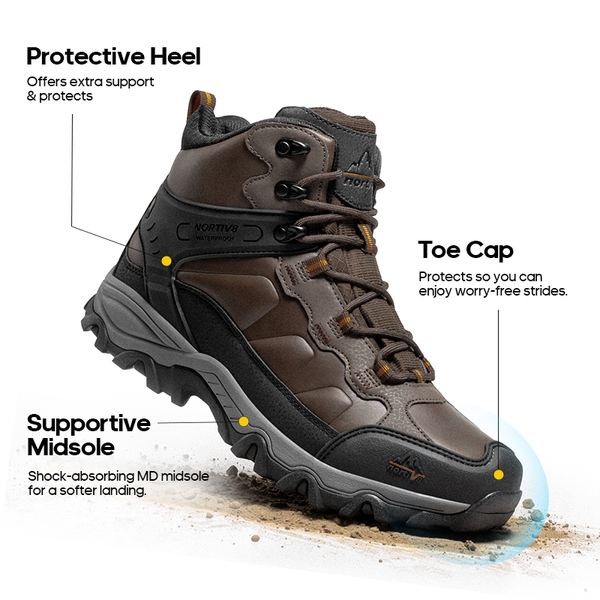 Men's High-Top Non-Slip Waterproof Hiking Boots - DARK BROWN - 5