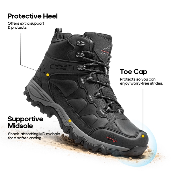 Men's High-Top Non-Slip Waterproof Hiking Boots - BLACK - 5