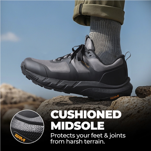 Men's Anti-Slip Arch Support Hiking Shoes - BLACK/GREY - 4