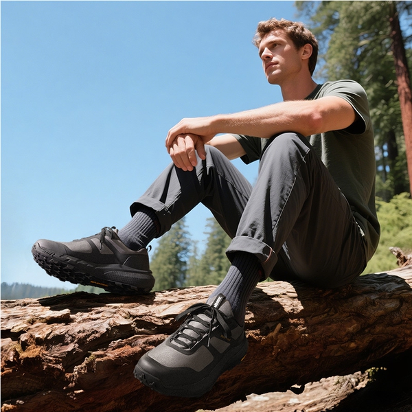 Men's Anti-Slip Arch Support Hiking Shoes - BLACK/GREY - 8