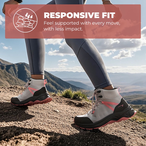 Women's Lightweight Arch-Support Waterproof Hiking Boots - GREY PINK - 2