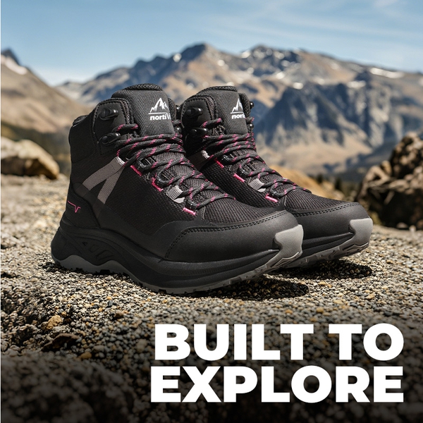 Women's Lightweight Arch-Support Waterproof Hiking Boots - BLACK - 8