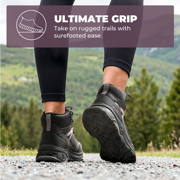 Women's Lightweight Arch-Support Waterproof Hiking Boots - BLACK - 4