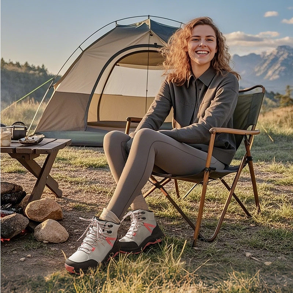 Women's Lightweight Arch-Support Waterproof Hiking Boots - GREY PINK - 7