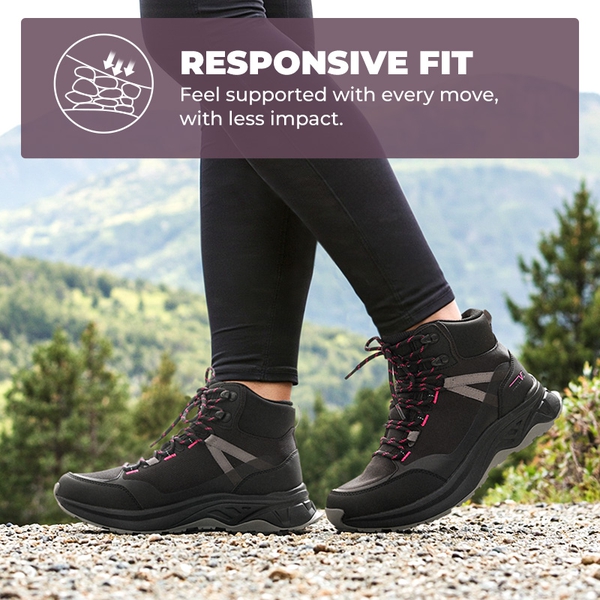 Women's Lightweight Arch-Support Waterproof Hiking Boots - BLACK - 2