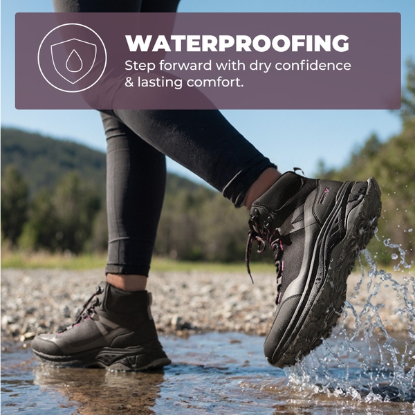 Women's Lightweight Arch-Support Waterproof Hiking Boots - BLACK - 3
