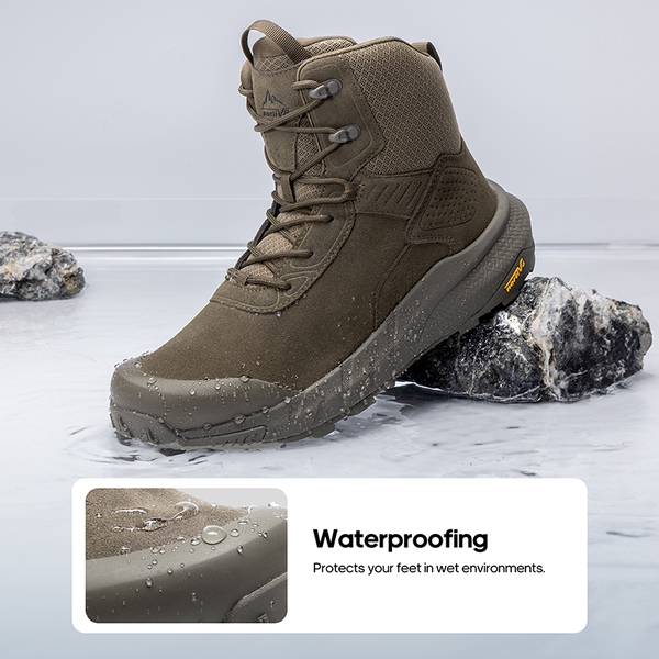 Men's High-Top Lace-Up Military Tactical Boots - COFFEE - 3