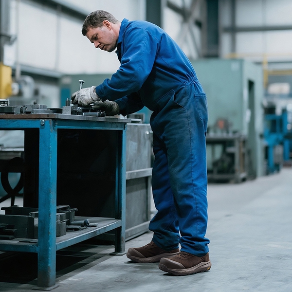 Men's Lightweight Non-Slip Nano Toe Cap Work Boots - ALL BROWN - 9